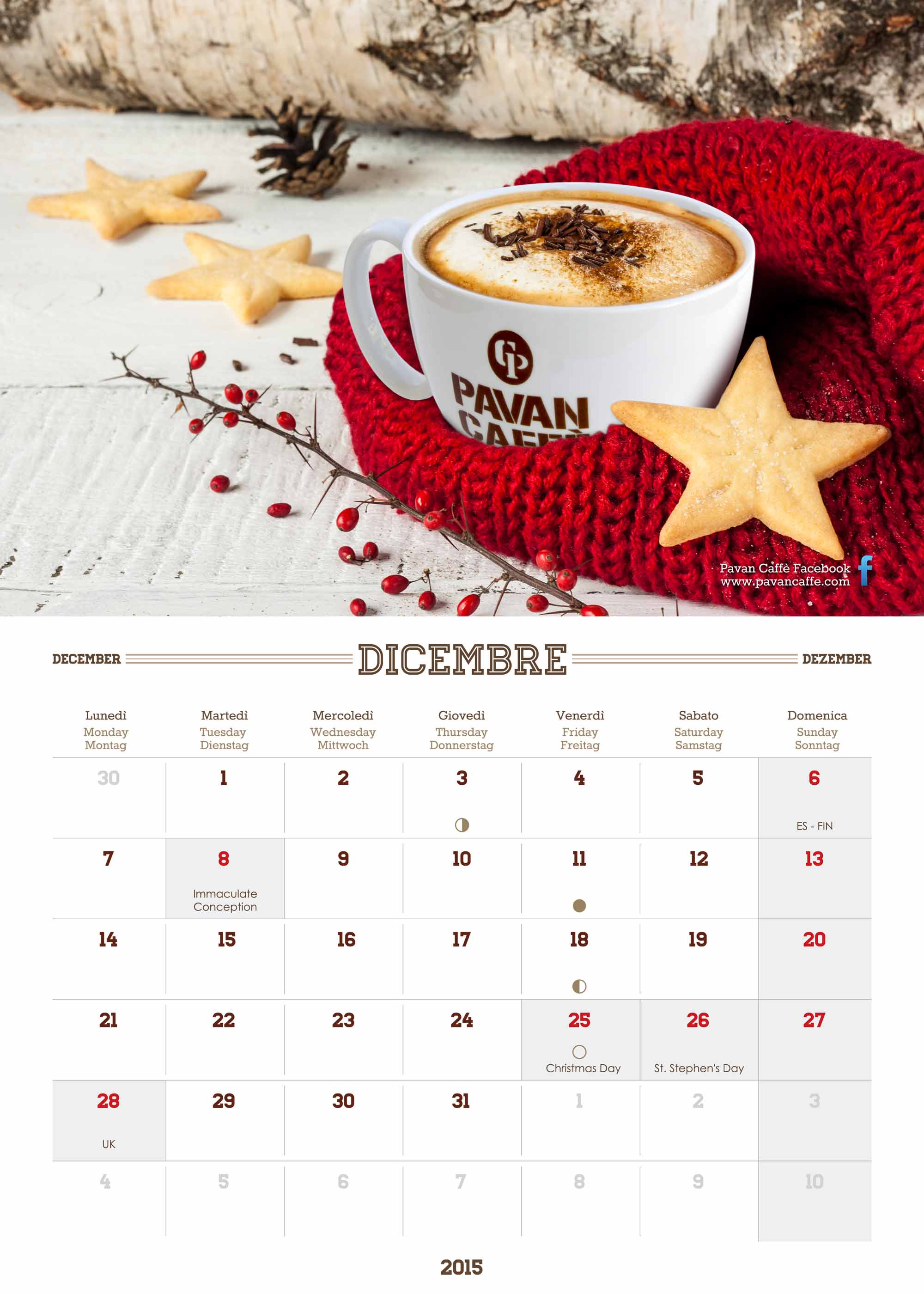 Pavan Caffè 2015 calendar December