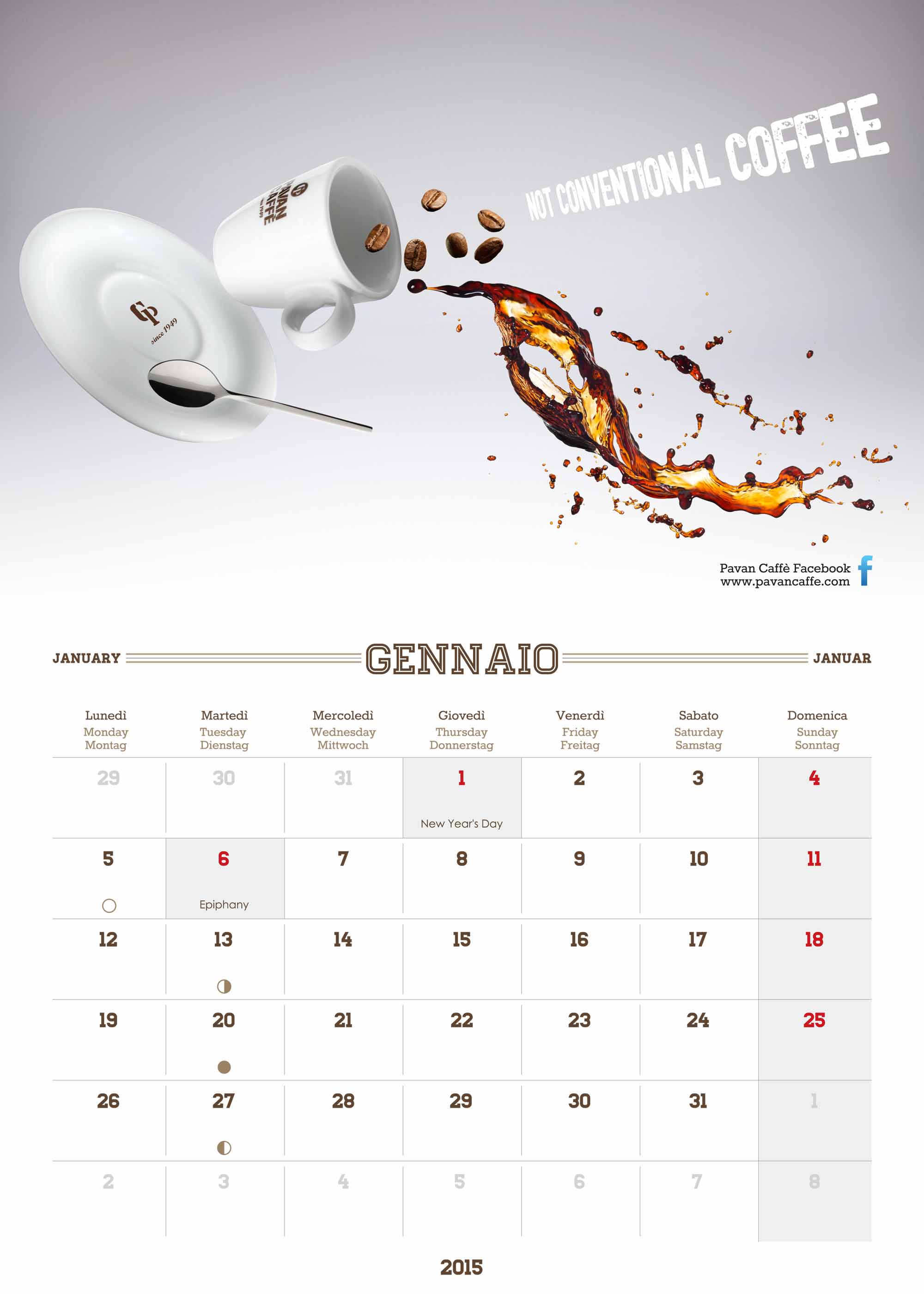 Pavan Caffè 2015 Kalender Januar