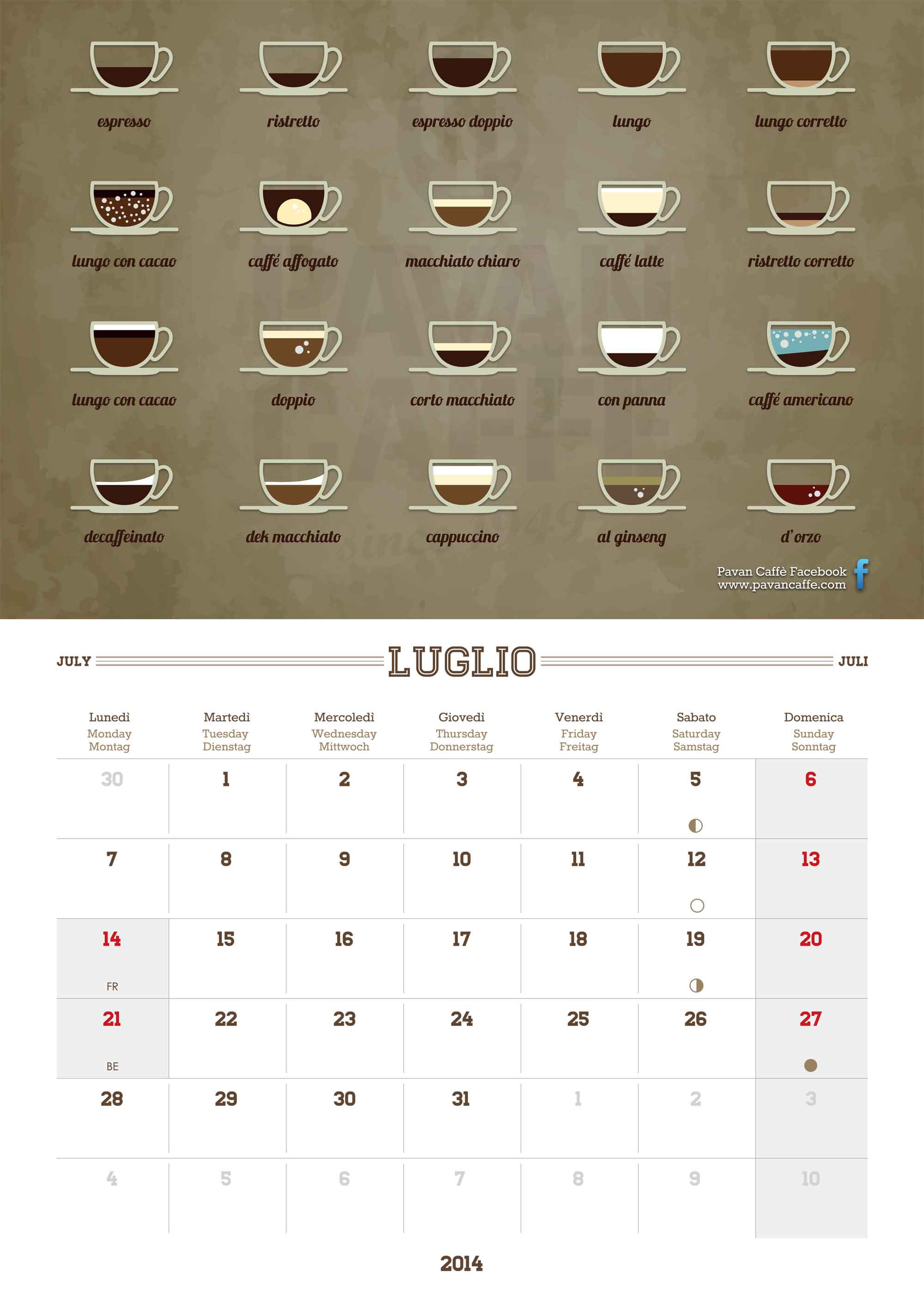 Pavan Caffè 2014 calendar July